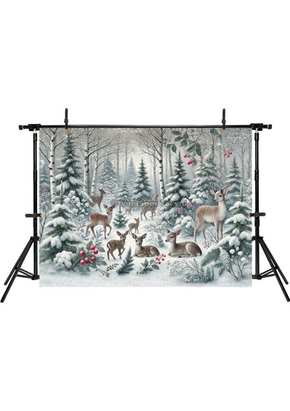 Kış Ormanında Geyik Masalı Arka Plan 200 x 150 cm Stüdyo Fonu fiyatları
