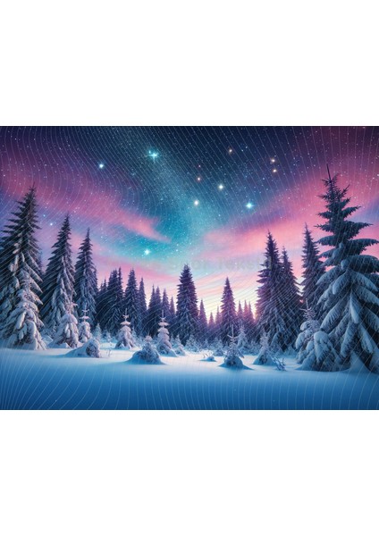 Yıldızlı Kış Gecesi Manzarası Arka Plan Stüdyo Fonu 200 x 150 cm