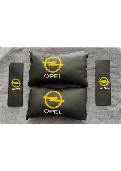 Opel Nakışlı Astra Corsa Mokka Crossland Grandland Uyumlu 1 Çift Oto Boyun Yastığı ve Kemer Pedi
