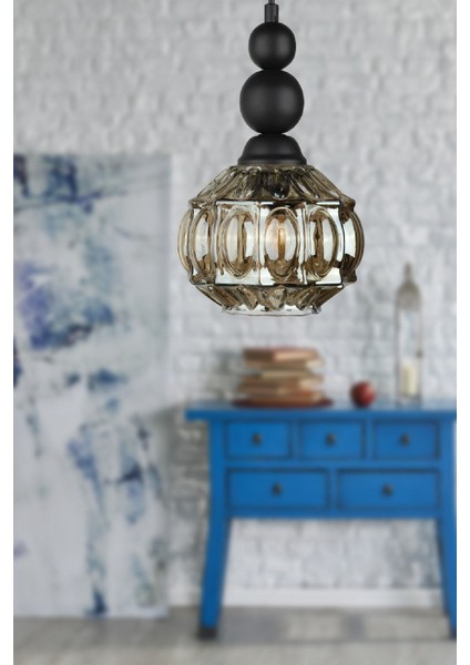 Katana Tekli Avize Siyah Füme Cam