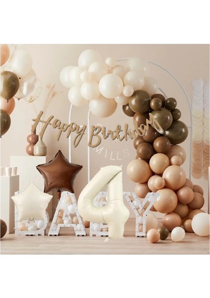 Krem Kahve Doğum Günü Seti Parti Eğlence Kutlama Seti Doğum Günü Parti Seti Süsü