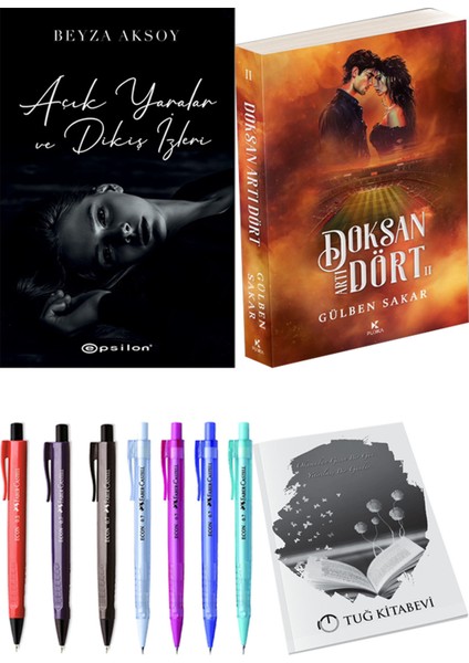 Doksan Artı Dört 2 ve Epsilon Yayınevi Açık Yaralar ve Dikiş Izleri Beyza Aksoy 2'li Set + Hediyeli