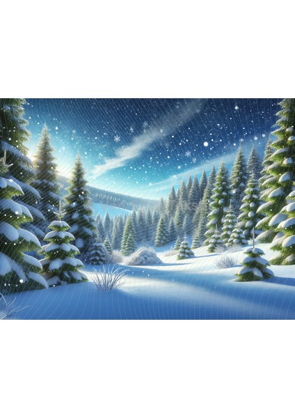 Karla Kaplı Çam Ağaçları Arka Plan 200 x 150 cm Stüdyo Fonu