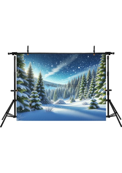 Karla Kaplı Çam Ağaçları Arka Plan 200 x 150 cm Stüdyo Fonu fiyatları