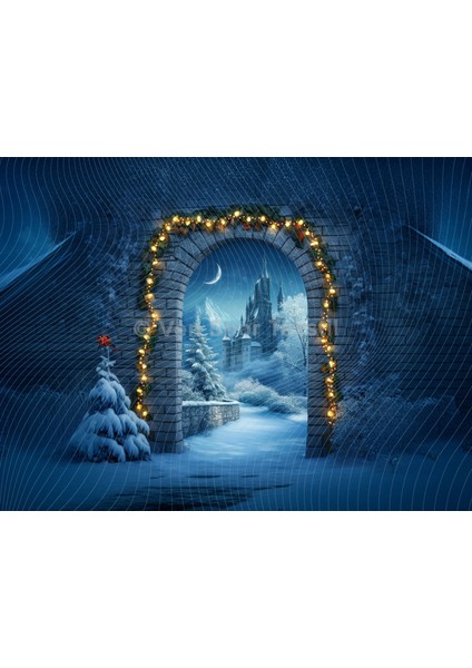 Büyülü Geçit ile Masalsı Kış Arka Planı 200 x 150 cm Stüdyo Fonu