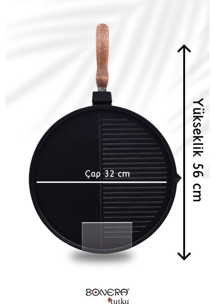 Çok Amaçlı 32cm Döküm Grill Tava