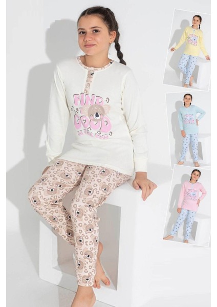 Kız Çocuk Pijama Takımı Interlok Kışlık Uzun Kol