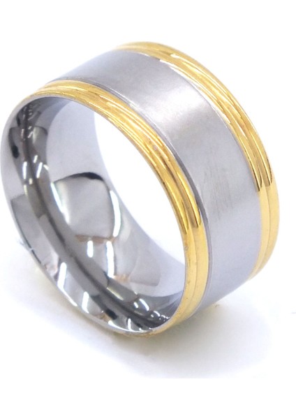 Çelik Yüzük Alyans Altın Kaplama YZK-225