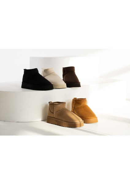 Mely Siyah Süet Kalın Tabanlı Içi Kürklü Kadın Bot indirimleri