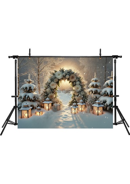 Karlı Gece Köy Manzarası ile Sihirli Stüdyo Arka Plan, 200X150CM fiyatları