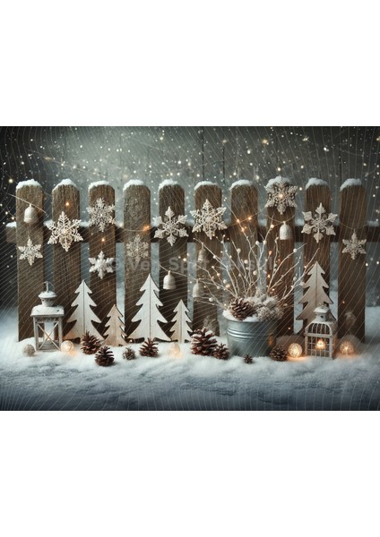Rustik Kış Masalı Arka Plan - Stüdyo Fonu 200X150CM