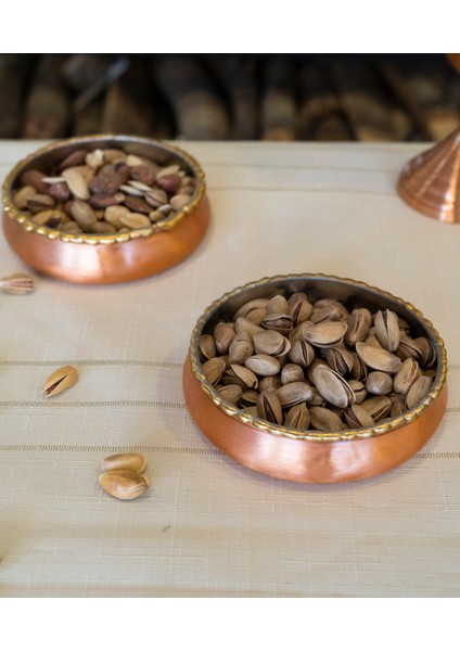 Bakır Çerezlik Eritmeli Mat Bakır Renk Gold Detaylı