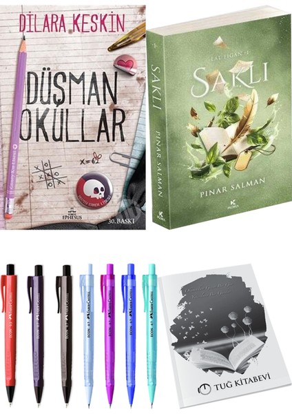 Saklı ve Ephesus Yayınları Düşman Okullar 1 Dilara Keskin 2'li Set + Hediyeli