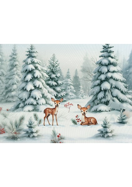 Kar Temalı Bambi Ormanında Masalsı Stüdyo Fonu Arka Plan, 200X150CM