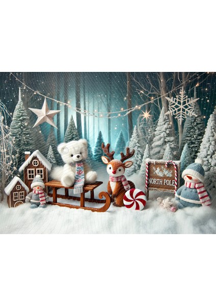 Kuzey Kutbu Kış Masalı Arka Plan - Stüdyo Fonu 200X150CM