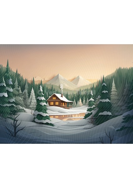 Huzurlu Kış Manzarası Arka Planı – 200X150CM Stüdyo Fonu