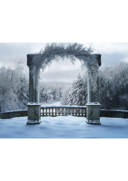 Romantik Kış Balkonu Arka Planı – 200X150CM Stüdyo Fonu