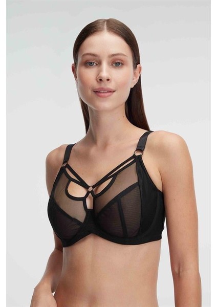 Tüllü Balenli Desteksiz Dolgusuz Yaka Detaylı Toparlayıcı Küçültücü Sütyen