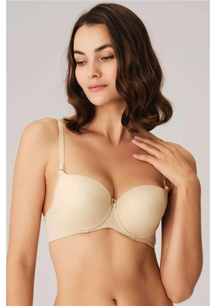 Kadın Balenli Desteksiz Dolgusuz Askıları Çıkabilen Günlük Klasik T-Shirt Sütyeni (3104S)