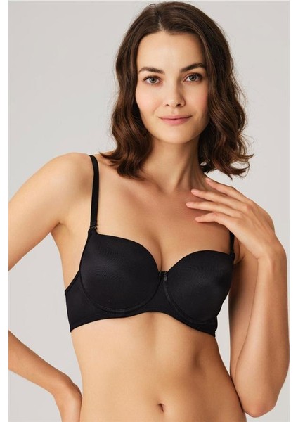 Kadın Balenli Desteksiz Dolgusuz Askıları Çıkabilen Günlük Klasik T-Shirt Sütyeni (3104S)