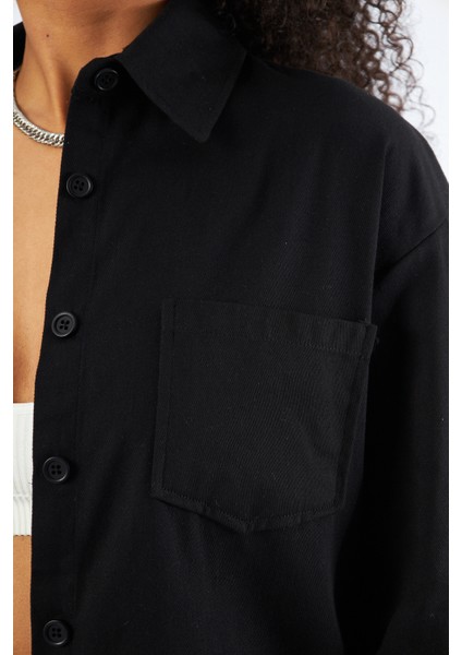 Kadın Cepli Oversize Gabardin Gömlek Ceket fırsatları