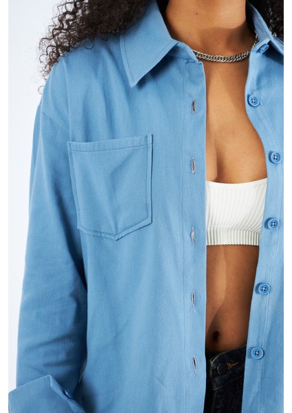 Kadın Cepli Oversize Gabardin Gömlek Ceket fırsatları
