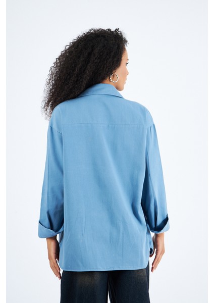 Kadın Cepli Oversize Gabardin Gömlek Ceket indirimleri