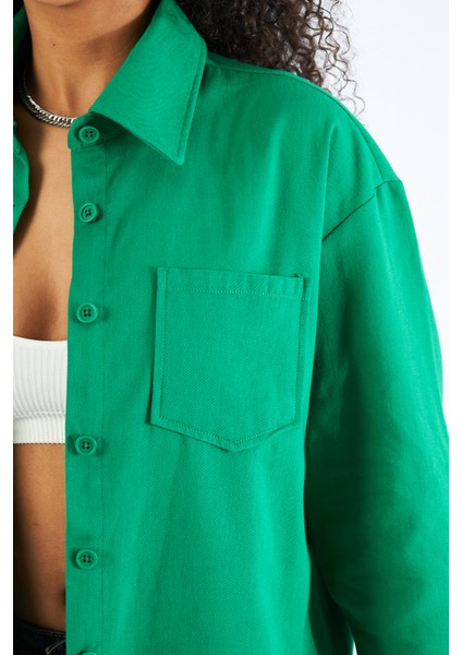 Kadın Cepli Oversize Gabardin Gömlek Ceket fırsatları