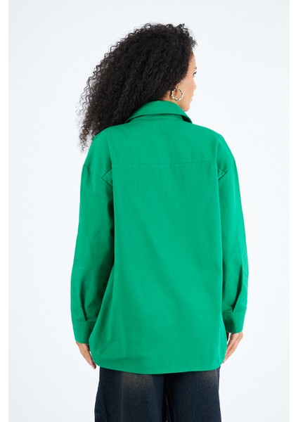 Kadın Cepli Oversize Gabardin Gömlek Ceket indirimleri