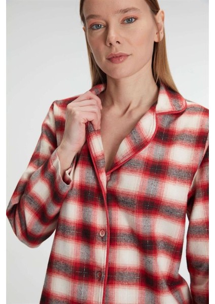 Pamuklu Uzun Kol Gömlek ve Pantolon Pijama Takım