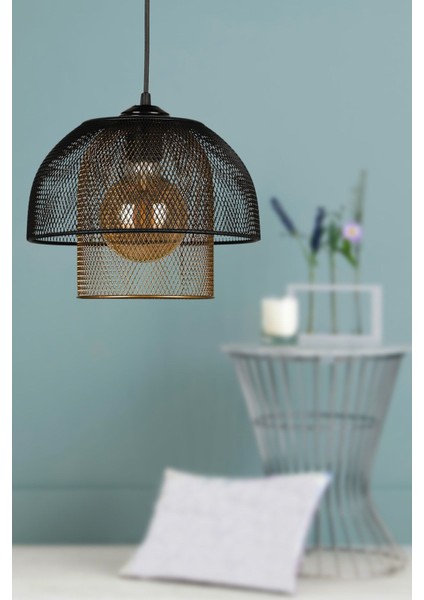 Efes Tekli Avize Siyah Eskitme Kafes