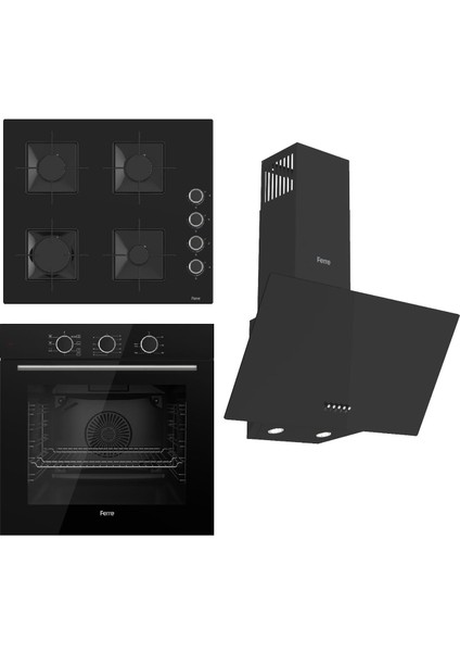 Fryart Basıc Ss Serisi Siyah Set (SS205 + QXE62CS +D086 ) - Kare Emaye Izgara