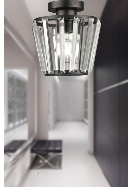 Neva Tavan Montaj Tekli Avize Siyah