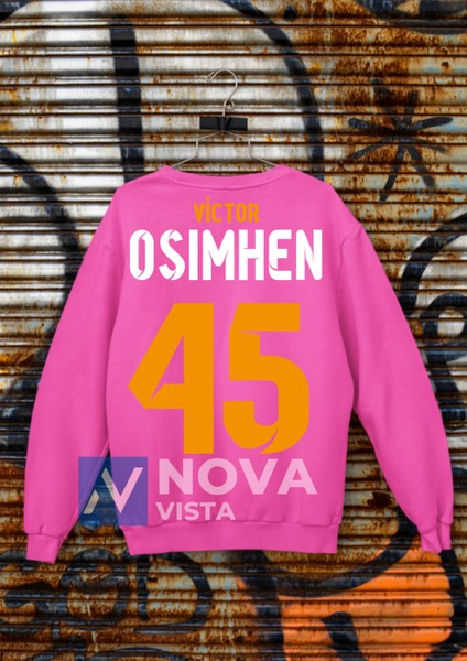 Victor Osimhen 45 Numara Forma Baskılı Unisex Bisiklet Yaka Spor Sweatshirt