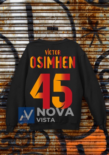 Victor Osimhen 45 Numara Forma Baskılı Unisex Bisiklet Yaka Spor Sweatshirt