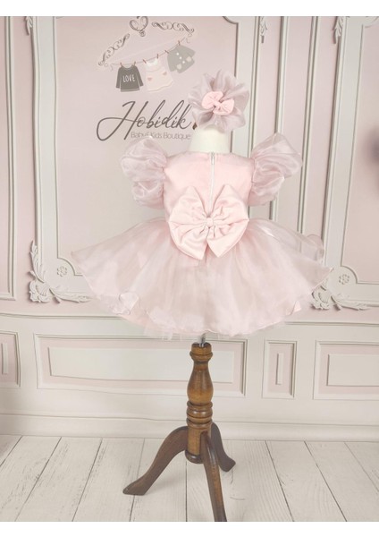 Hobidik Kız Bebek Çocuk Organize Balon Kol Pembe Kabarık Doğum Günü Elbisesi fiyatları