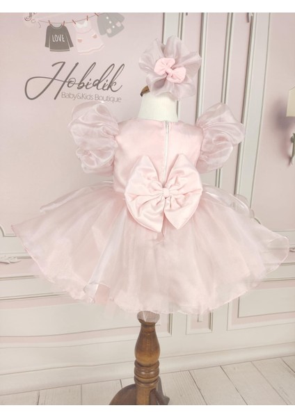 Hobidik Kız Bebek Çocuk Organize Balon Kol Pembe Kabarık Doğum Günü Elbisesi modelleri