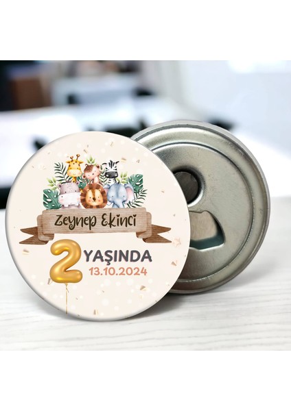 Sevimli Hayvanlar Temalı Doğum Günü ği 58 mm Buzdolabına Yapışabilen Açacak Magnet