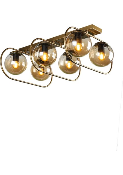 Sühan 6.lı Sıralı Eskitme Bal Glop Camlı Avize modelleri