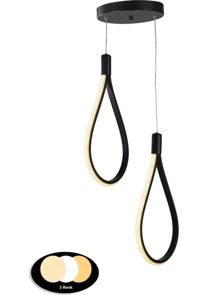 Trend 2.li Üç Renk Ledli Siyah Avize fiyatları