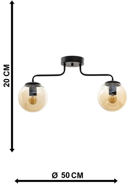 Yağmur 2.li Siyah-Bal Glop Camlı Avize indirimleri