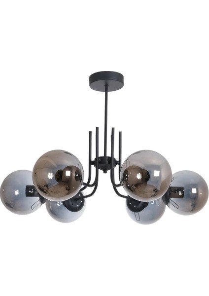 Tanya Modern Tasarım Mutfak - Salon - Yatak Odası - Tavan Siyah Renk Füme Camlı 6 Lı Avize fiyatları