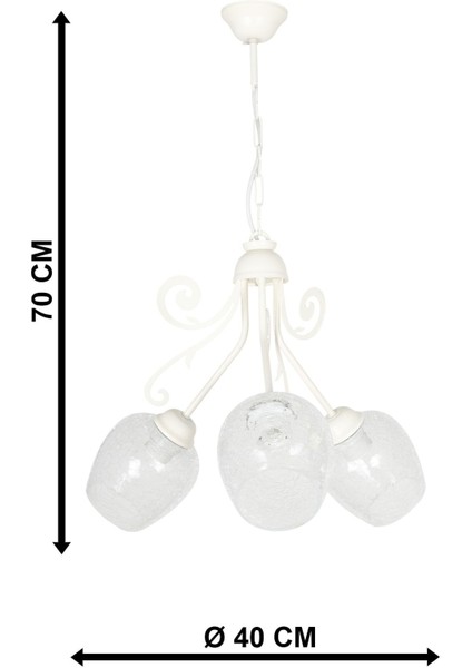 Promosyon 3.lü Beyaz-Şeffaf Camlı Avize modelleri