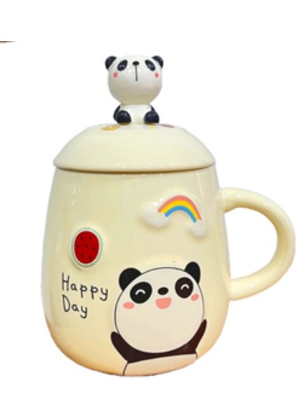 Sevimli Panda Seramik Kupa, 10X8,5 Beyaz, Mug