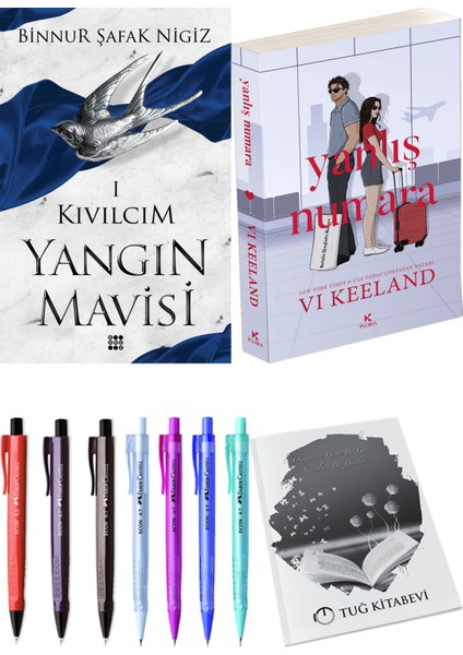 Yanlış Numara ve Dokuz Yayınları Yangın Mavisi 1 Kıvılcım Binnur Şafak Nigiz + Hediyeli