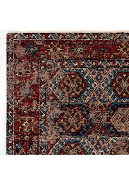 Mabel MB 03 Multy Anadolu Kilim Antik Desenli Kaymaz Taban Yıkanabilir Vintage Dokuma Makine Halısı