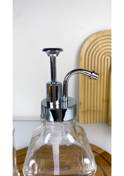 2'li Kare Model Cam Sabunluk Seti Kahve Şurupluk 500ML modelleri