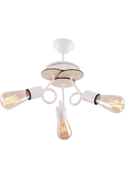 Aydinç 3'lü Beyaz Akça Ahşaplı Avize modelleri