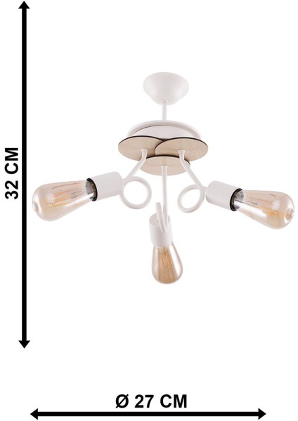 Aydinç 3'lü Beyaz Akça Ahşaplı Avize indirimleri
