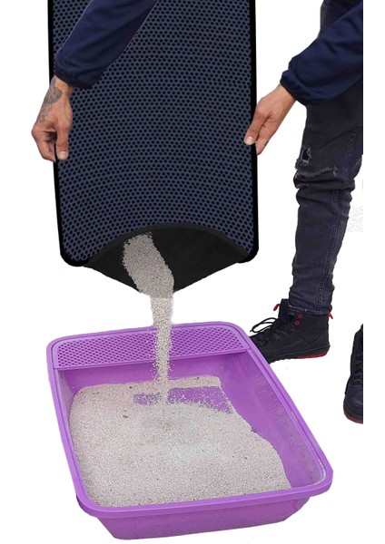 Xxl Büyük Boy Elekli Tuvalet Önü Gri Pes Yüzeyli Kedi Kumu Paspası 60 x 120 cm modelleri